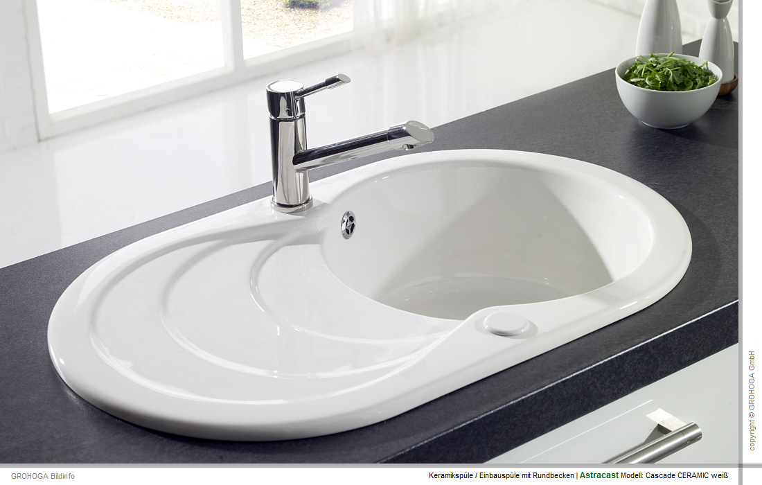Astracast Cascade CERAMIC Weiß Glanz Keramik Spüle Keramikspüle