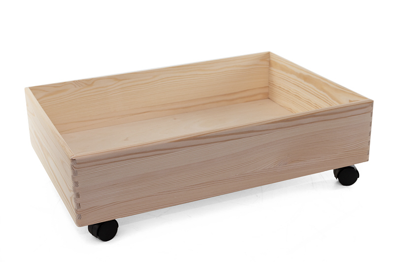 HolzFee Holzkiste 60 cm mit Rollen Aufbewahrungskiste Holzbox Holz