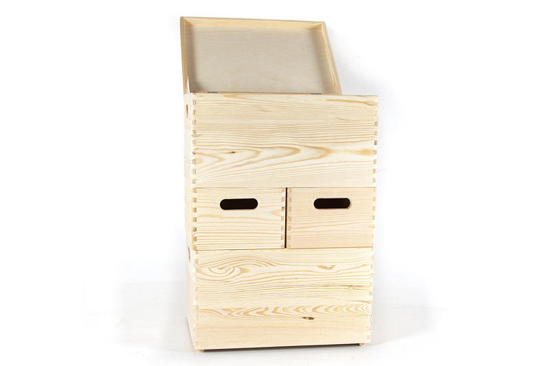HolzFee Holzkiste 40 x 30 x 60 Stapelkiste SET 4 Kisten Holz Deckel